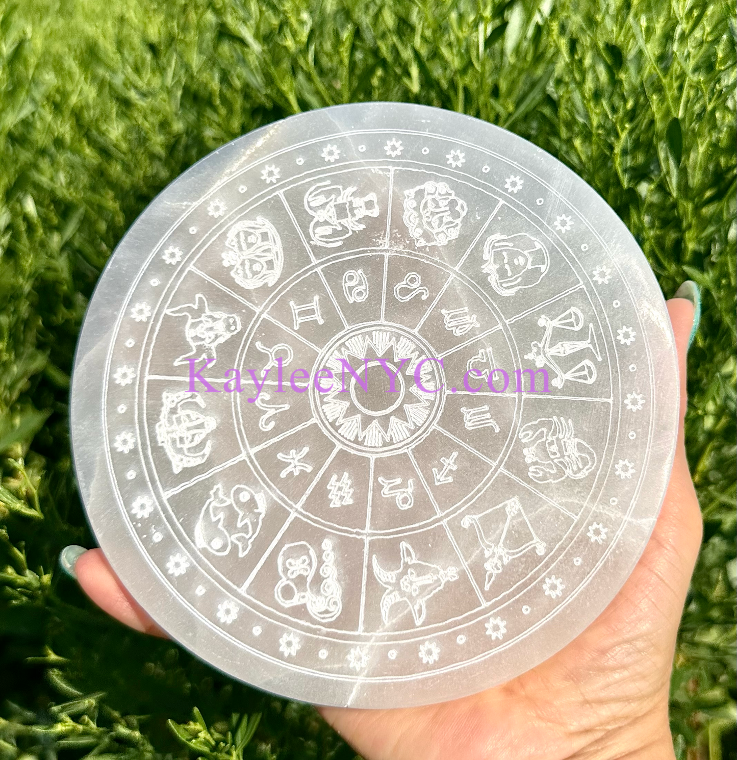 Wholesale Lot 3 pcs Natural Selenite aka Satin Spar Zodiac Charging Plate Crystal Healing Energy