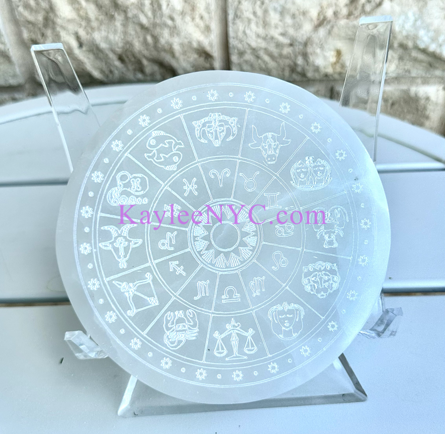 Wholesale Lot 3 pcs Natural Selenite aka Satin Spar Zodiac Charging Plate Crystal Healing Energy