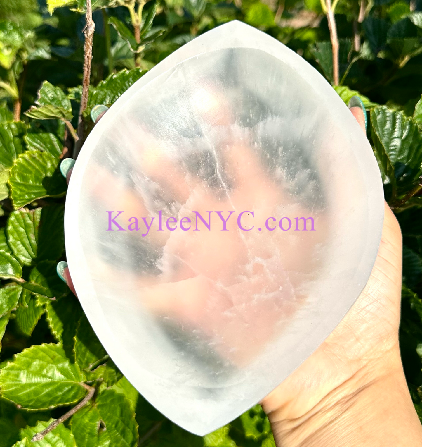 3 PCs large Natural Selenite aka Satin Spar Eye Shape Bowl