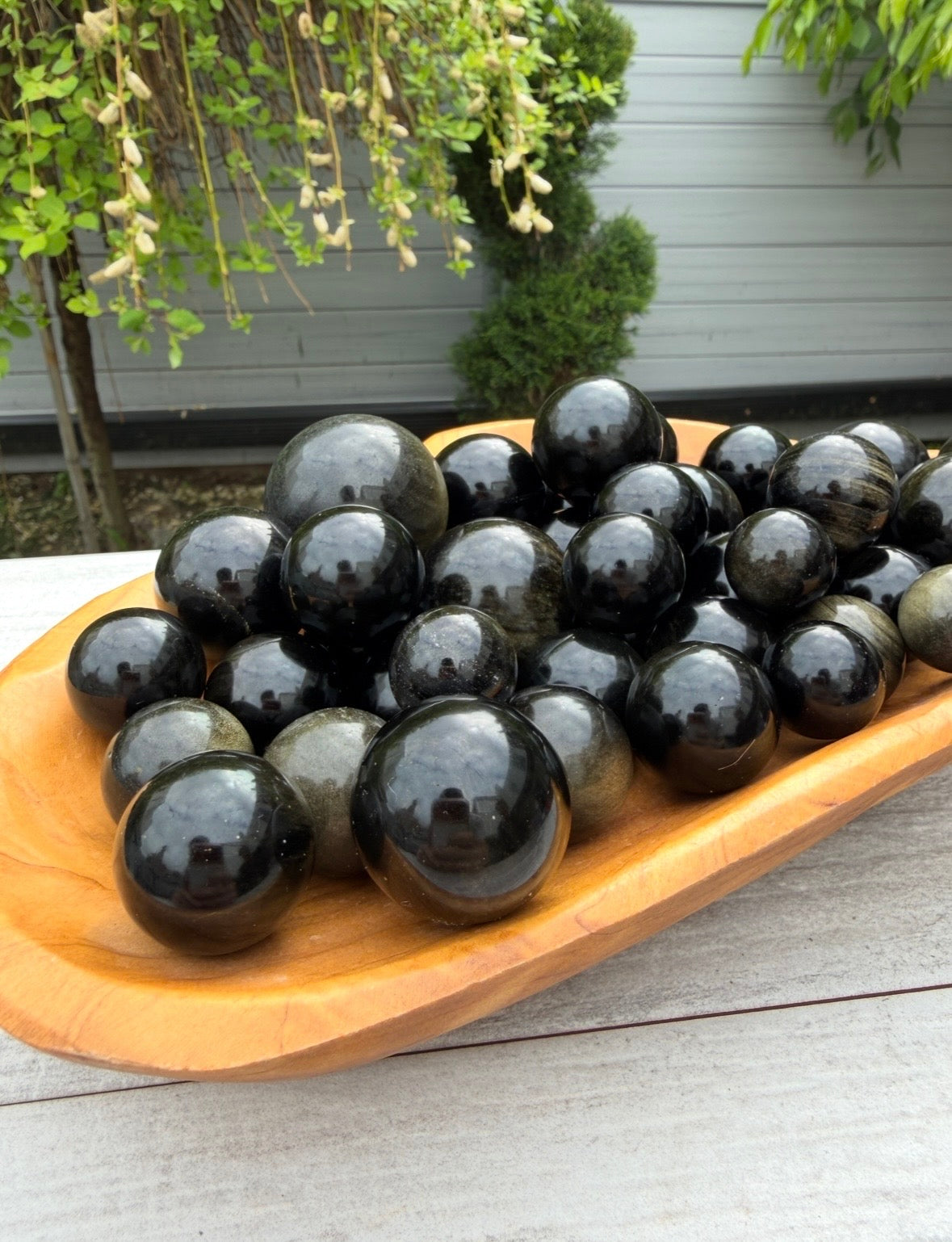 Wholesale Lot – 2 lbs Gold Sheen Obsidian Spheres | Natural Volcanic Glass
