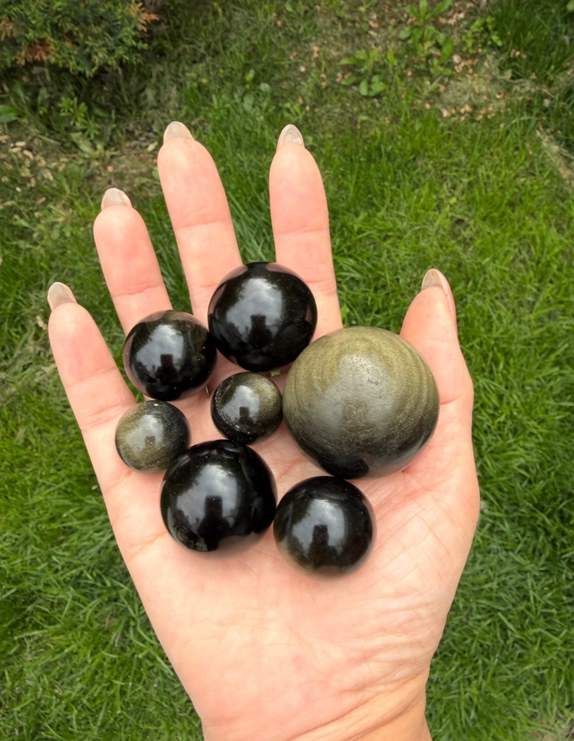 Wholesale Lot – 2 lbs Gold Sheen Obsidian Spheres | Natural Volcanic Glass