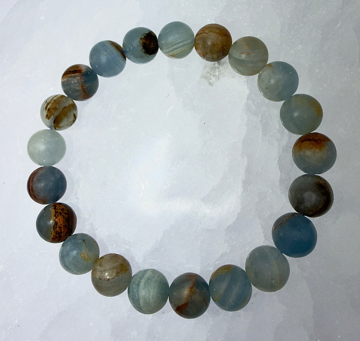 Wholesale Lot 6 Pcs Natural Aquatine Lemurian Calcite 9-10mm 8” Natural Stretch Bracelet