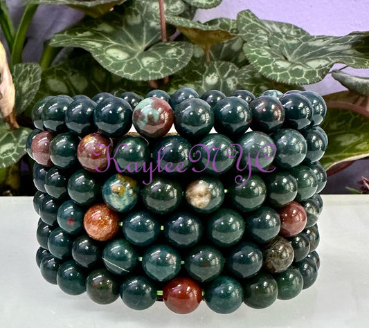 Wholesale Lot 6 Pcs Natural Bloodstone 8mm 7.5” Crystal Healing Stretch Bracelet