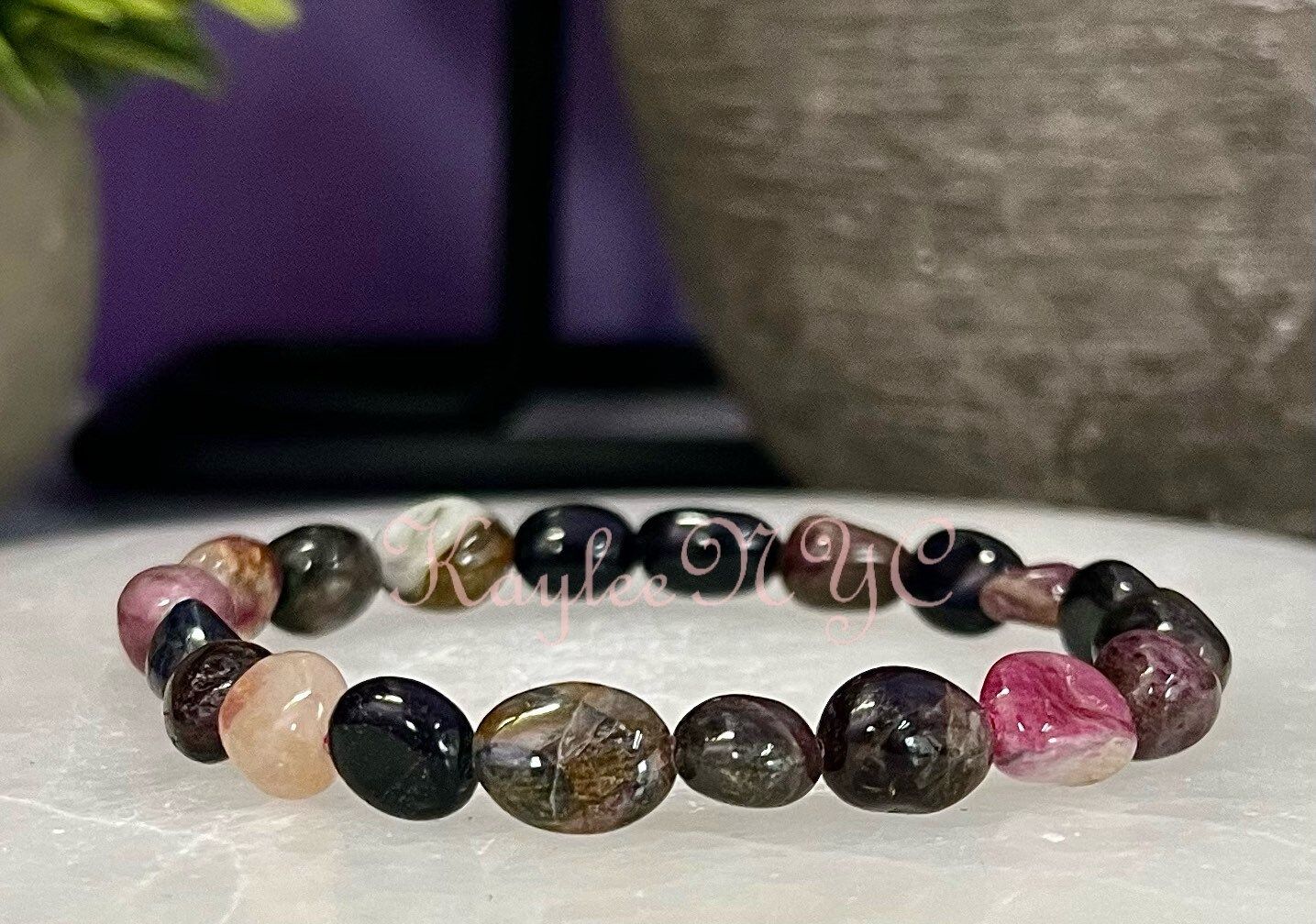 Wholesale 6 Pcs ~10mm 7.5” Natural Tourmaline tumble Stretch Bracelet Crystal Healing Energy