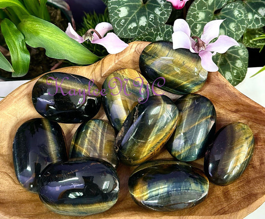 Wholesale Lot 2 Lbs Natural Tiger Eye Palm Stone Crystal