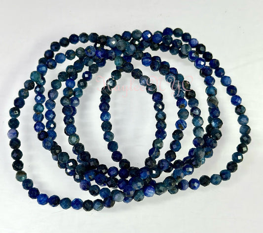 Wholesale Lot 6 Pcs Natural Blue Kyanite 4mm Faceted 7.5” Crystal Healing Stretch Bracelet