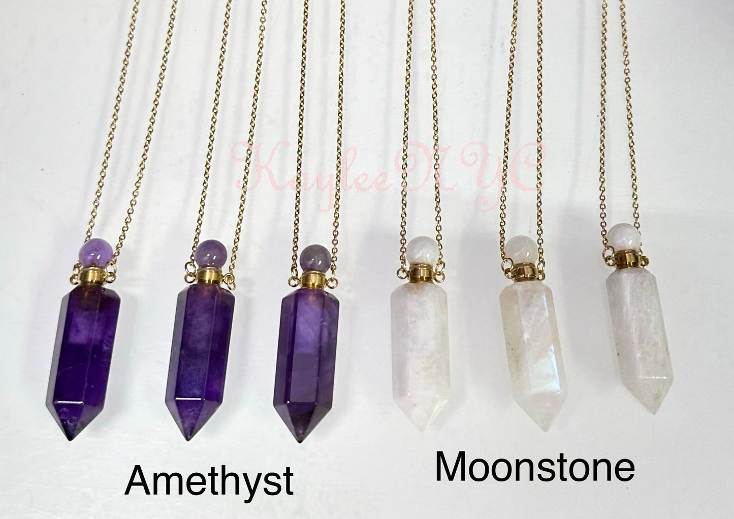 Wholesale 6 Pcs Mix Crystal Essential Oil Diffuser Pendant Necklaces