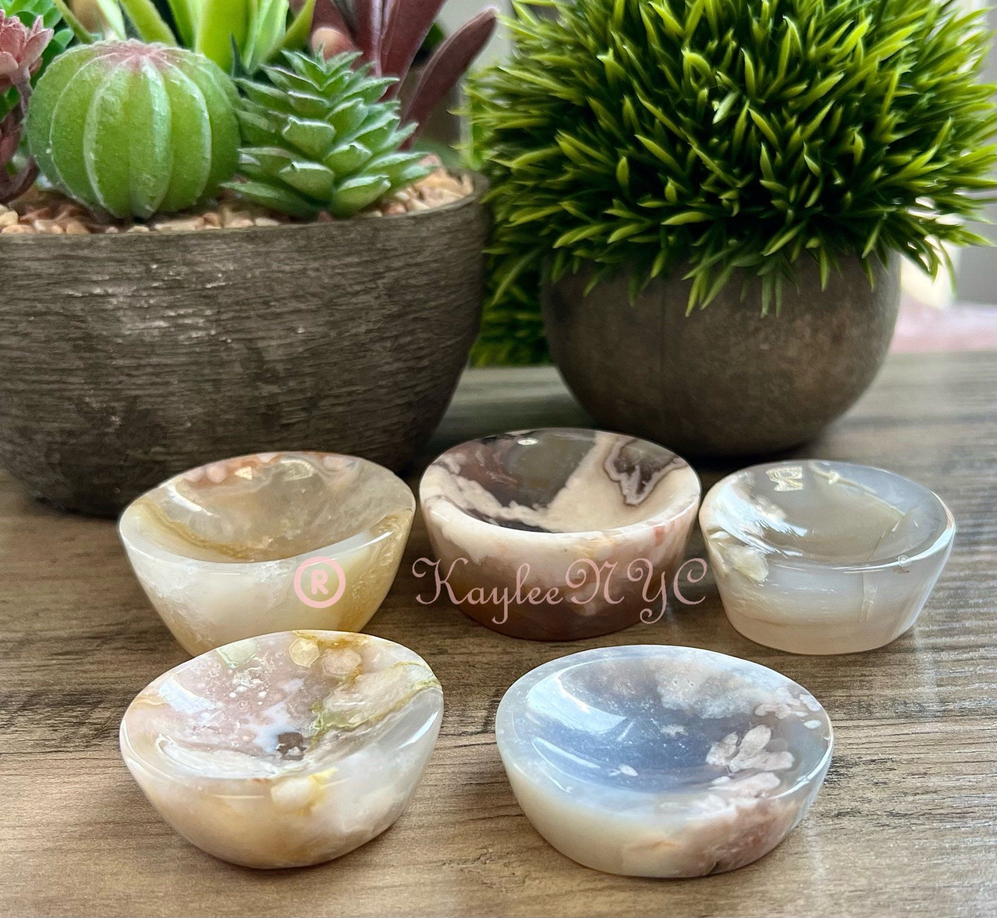 Wholesale Lot 5-8 pcs Natural Flower Agate Bowls Crystal Healing Energy 0.9 to 1 lb