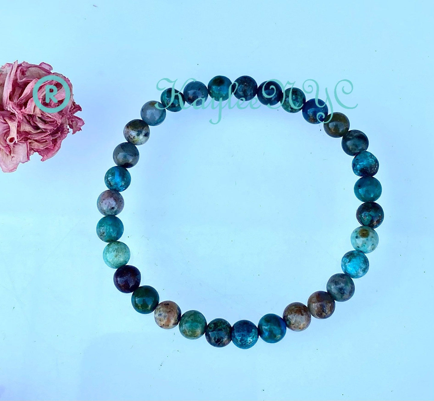 Wholesale 6 Pcs Natural Chrysocolla 6mm 7.5” Crystal Healing Stretch Bracelet