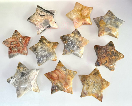 Wholesale Lot 10 PCs Natural Crazy Lace Agate Crystal Stars Healing Energy