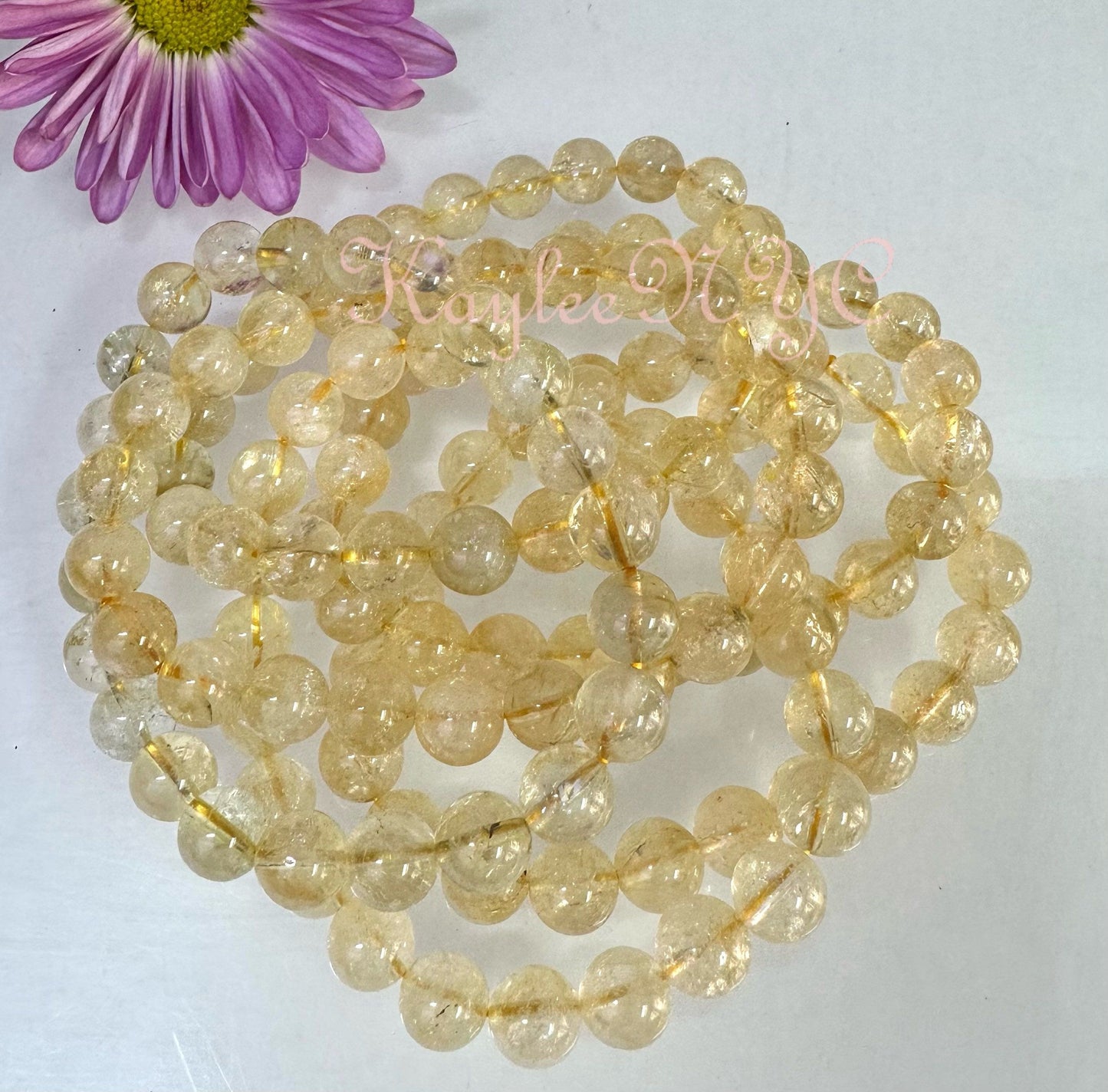 Wholesale 6 Pcs Natural Citrine 8mm 7.5” Crystal Healing Stretch Bracelet