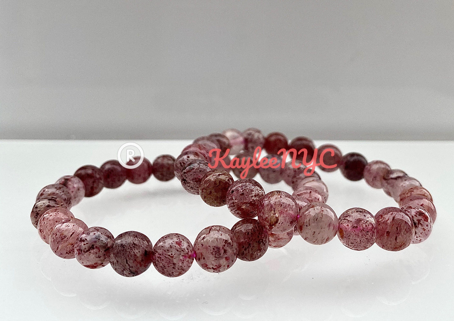 Wholesale Lot 6 Pcs Strawberry Quartz 8mm Crystal Healing Stretch Bracelet