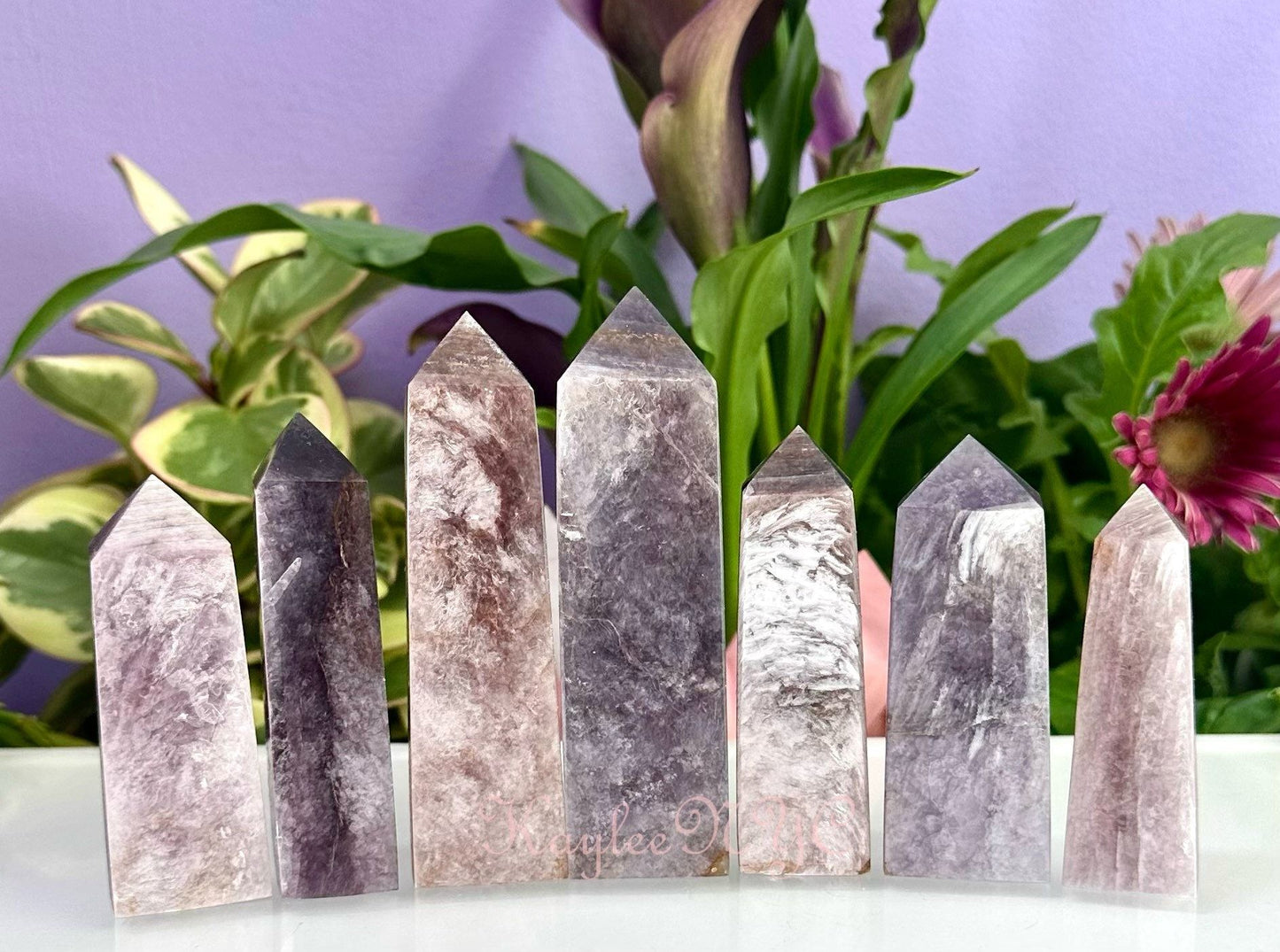 Wholesale Lot 1 Lb Natural Lepidolite Purple Mica Obelisk Tower Point Crystal Energy