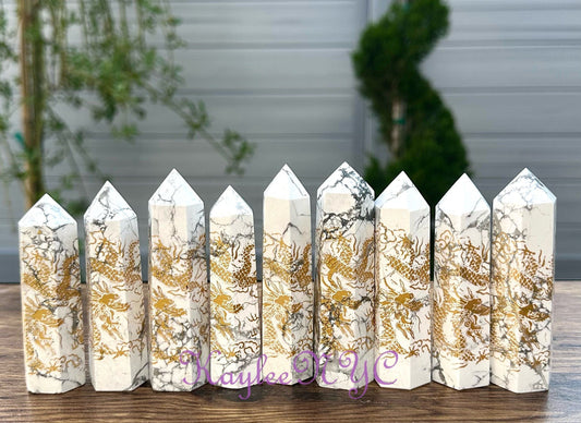 Wholesale Lot 2 lbs Natural Howlite Dragon Print Tower Obelisk Point Wand Crystal Energy Healing