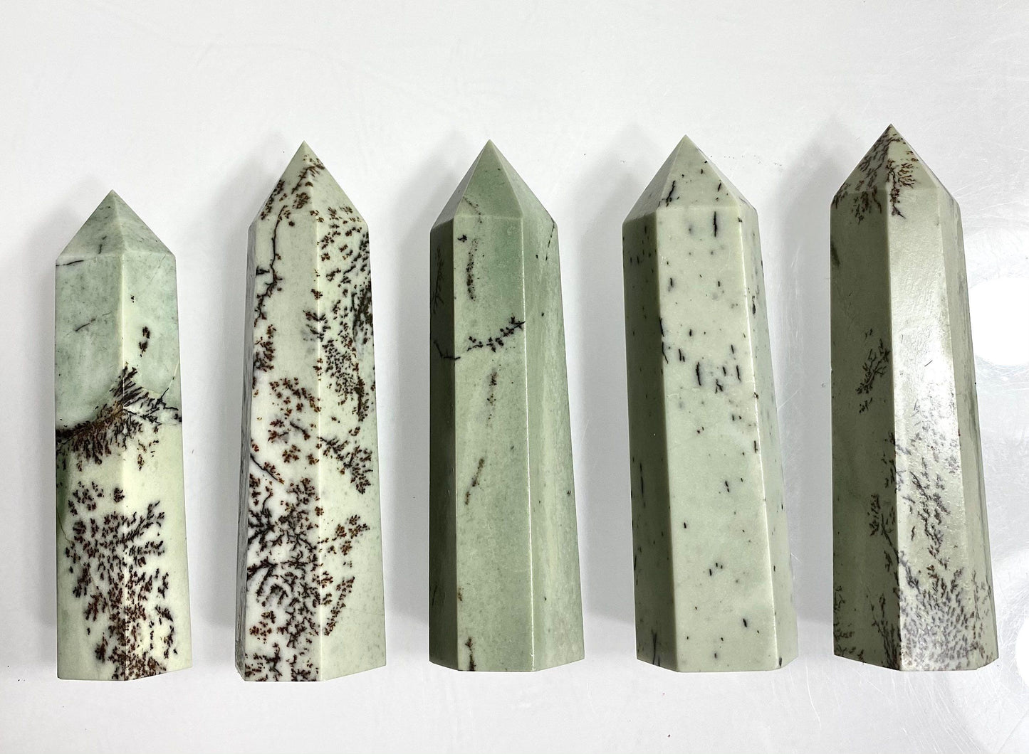 Wholesale Lot 1 Lb Natural Dendritic Jade Obelisk Tower Point Crystal Healing Energy