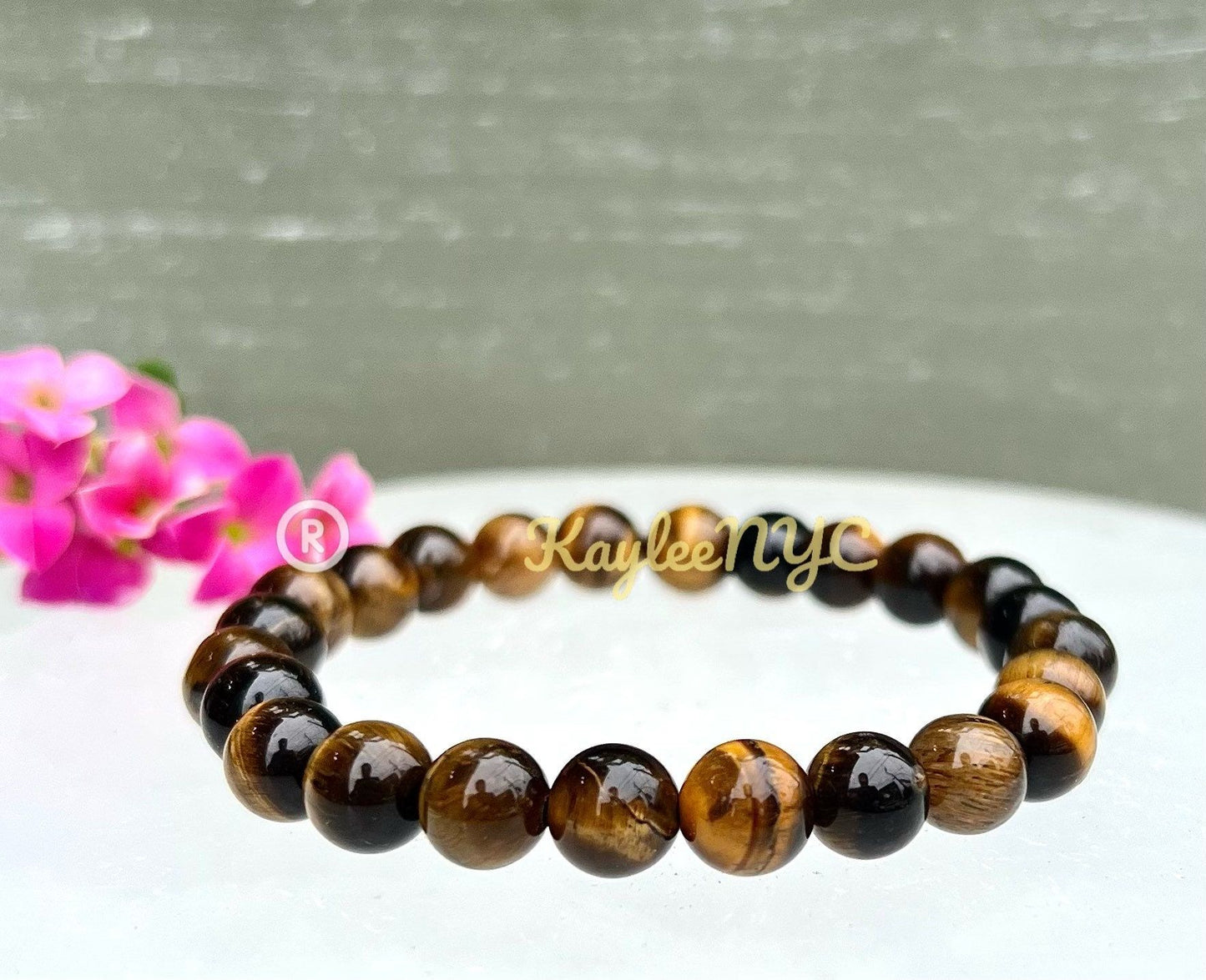 Wholesale 6 Pcs Natural Tiger Eye 8mm 7.5” Crystal Healing Stretch Bracelet