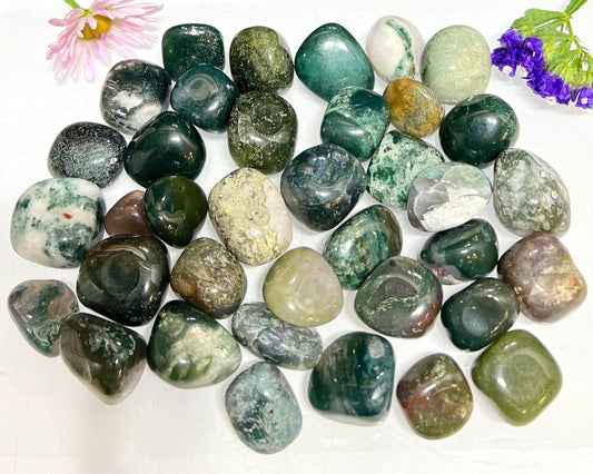 Wholesale Lot 2 lbs Natural Moss Agate Tumble Crystal Nice Quality Healing Energy