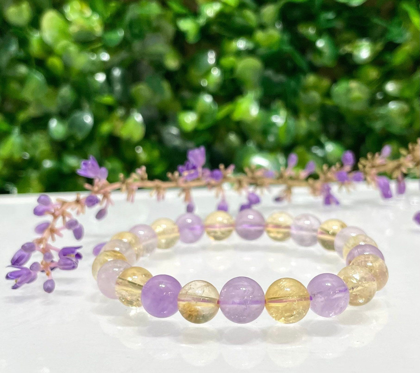 Wholesale 6 Pcs Natural Ametrine 8mm 7.5” Crystal Healing Stretch Bracelet