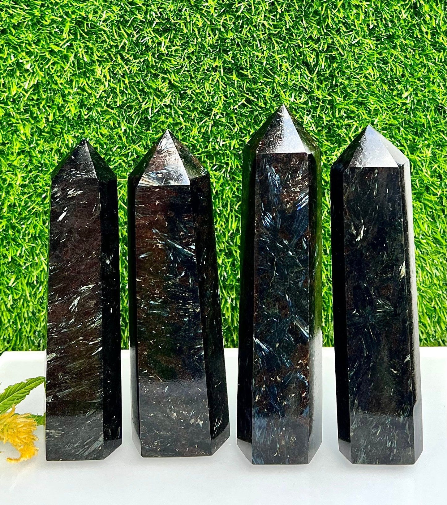 Wholesale Lot 3-4 pcs large Natural Astrophyllite aka Arfvedsonite Obelisk Tower Point Crystal Healing