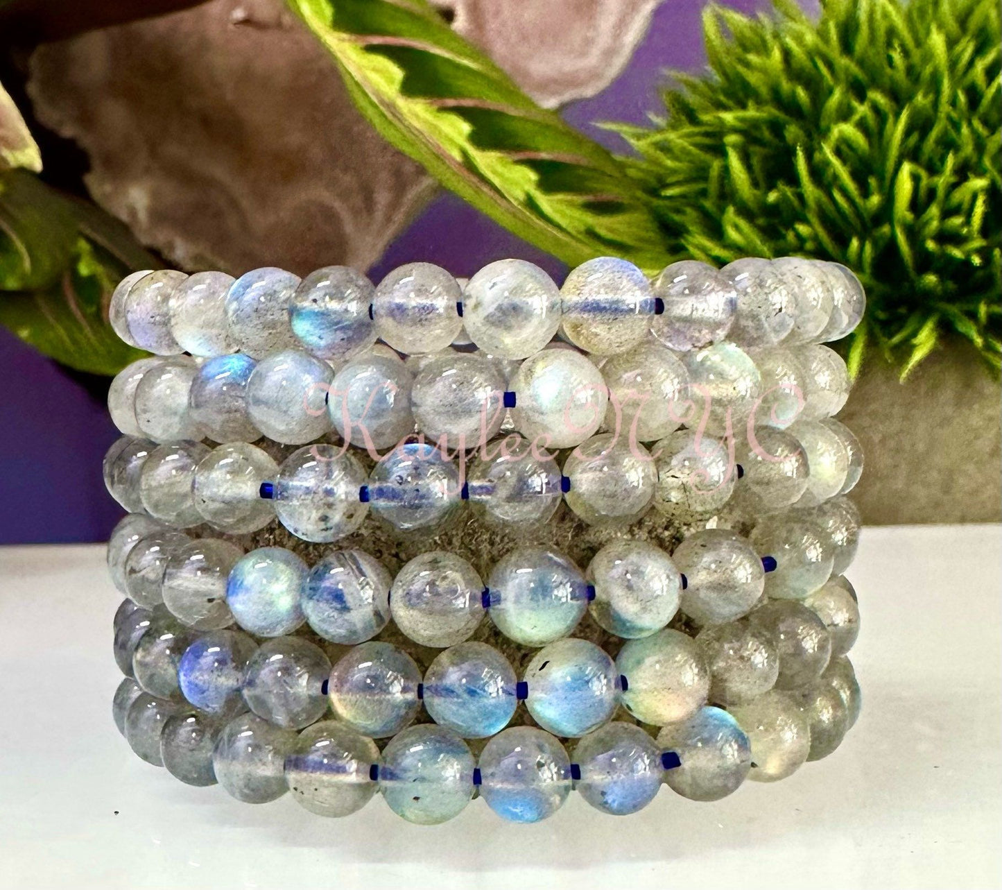 Wholesale 6 Pcs Natural Labradorite Bracelet 7-7.5mm 7.5” Healing Energy Crystal