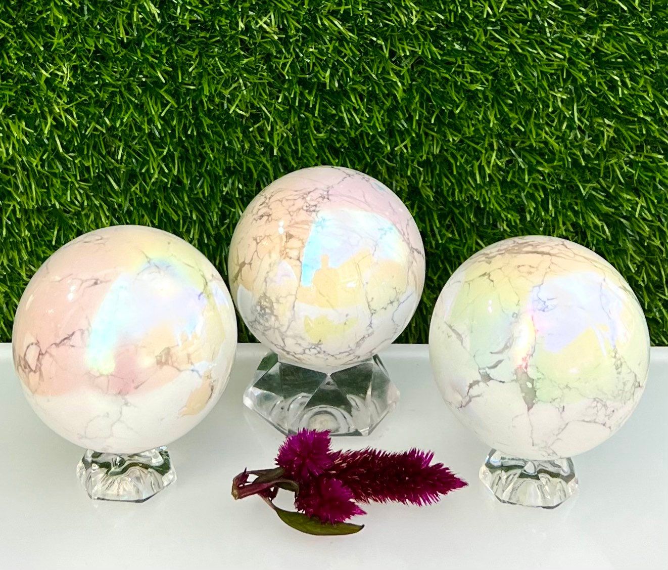 Wholesale Lot 4 to 5 Pcs Angel Aura Howlite Sphere Crystal  Ball Nice Quality Healing