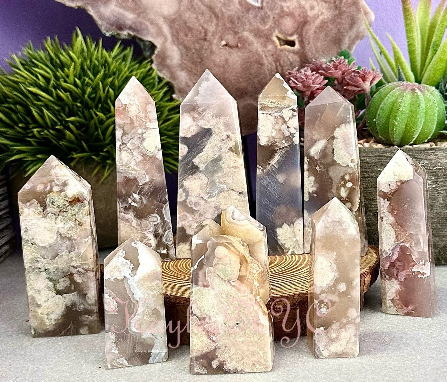 Wholesale Lot 2 Lbs Natural Flower Agate Obelisk Tower Point Crystal Healing Energy