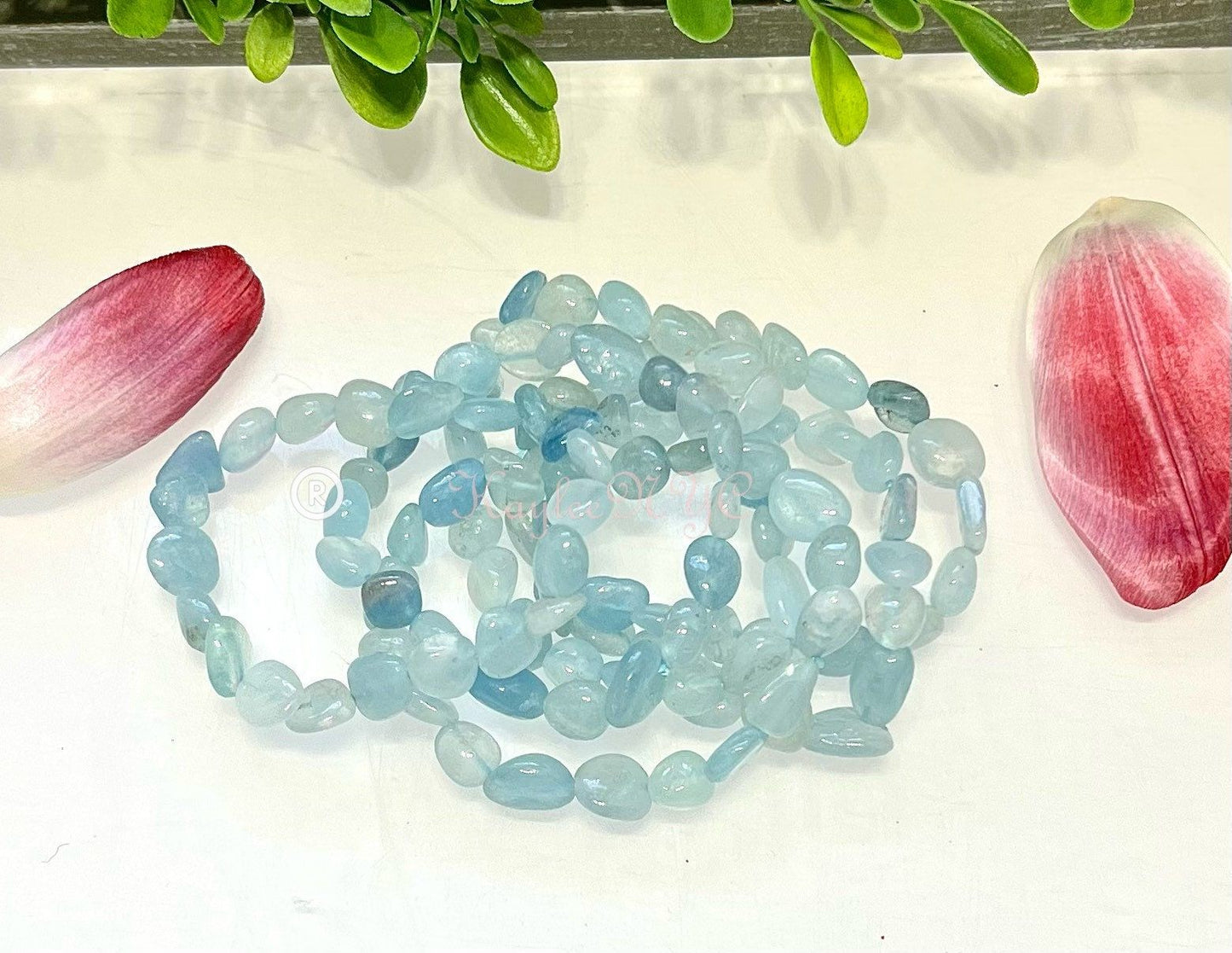 Wholesale 6 Pcs Natural Aquamarine 7.5” Crystal Healing Stretch Bracelet