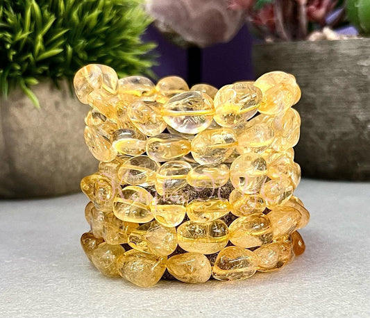 Wholesale 6 Pcs ~12mm 7.5” Citrine tumble Stretch Bracelet Crystal Healing Energy