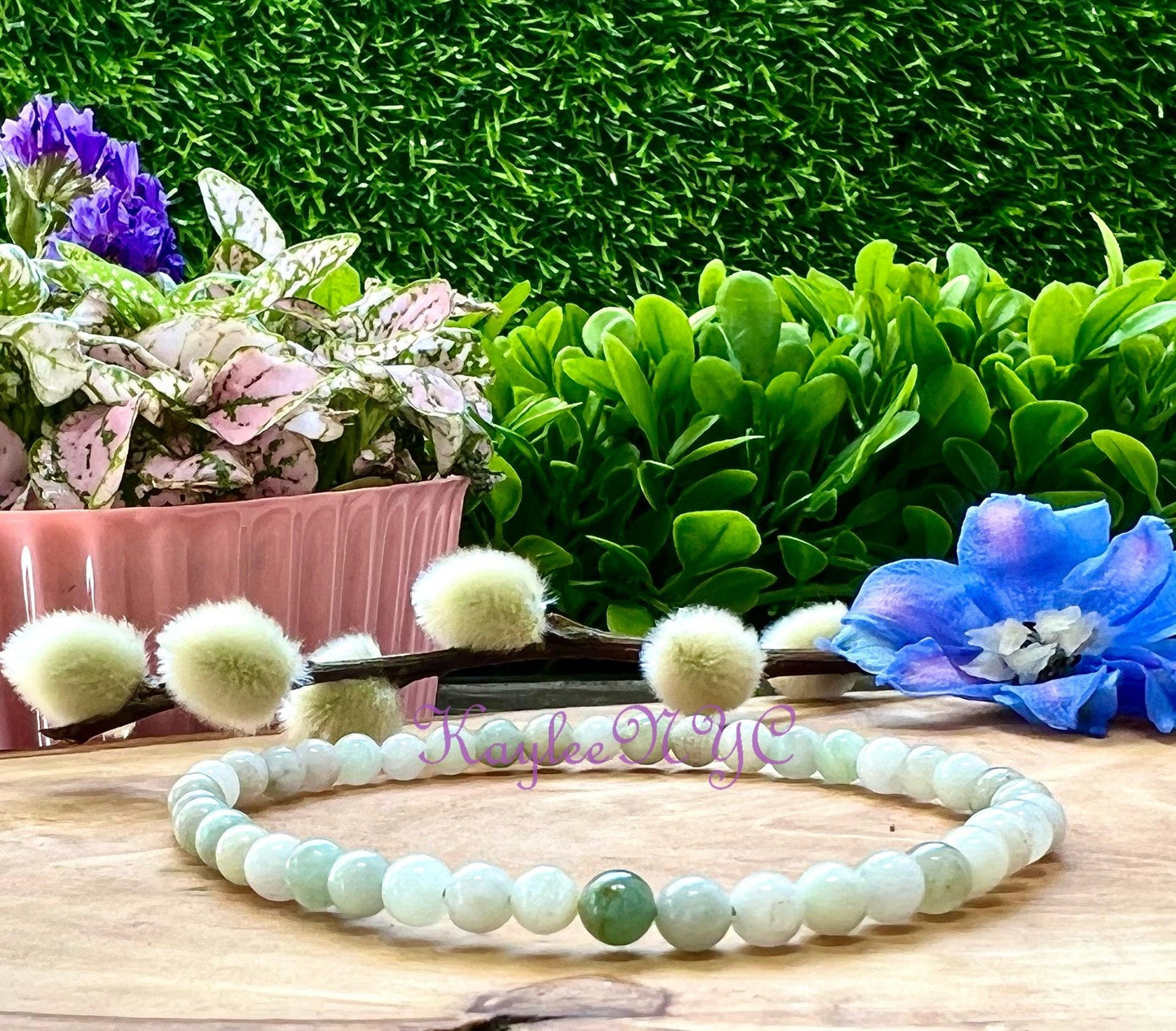 Wholesale Lot 6 Pcs Natural Jade 4mm 7.5” Crystal Healing Stretch Bracelet