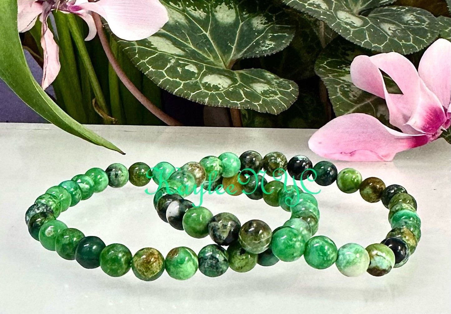 Wholesale 6 Pcs Natural Variscite 6mm 7.5” Crystal Healing Stretch Bracelet