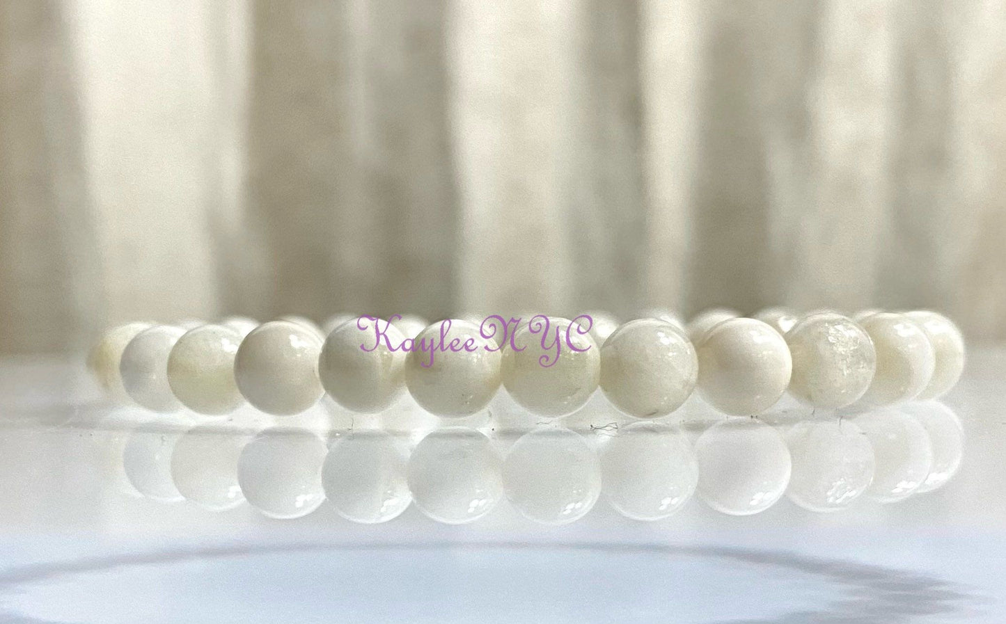 Wholesale 6 Pcs Natural Moonstone 6mm 7.5” Crystal Healing Stretch Bracelet