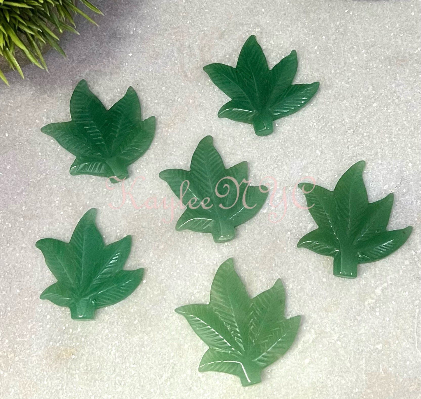 Wholesale Lot 6 PCs 2” Natural Aveturine Pot Leaf Healing Energy