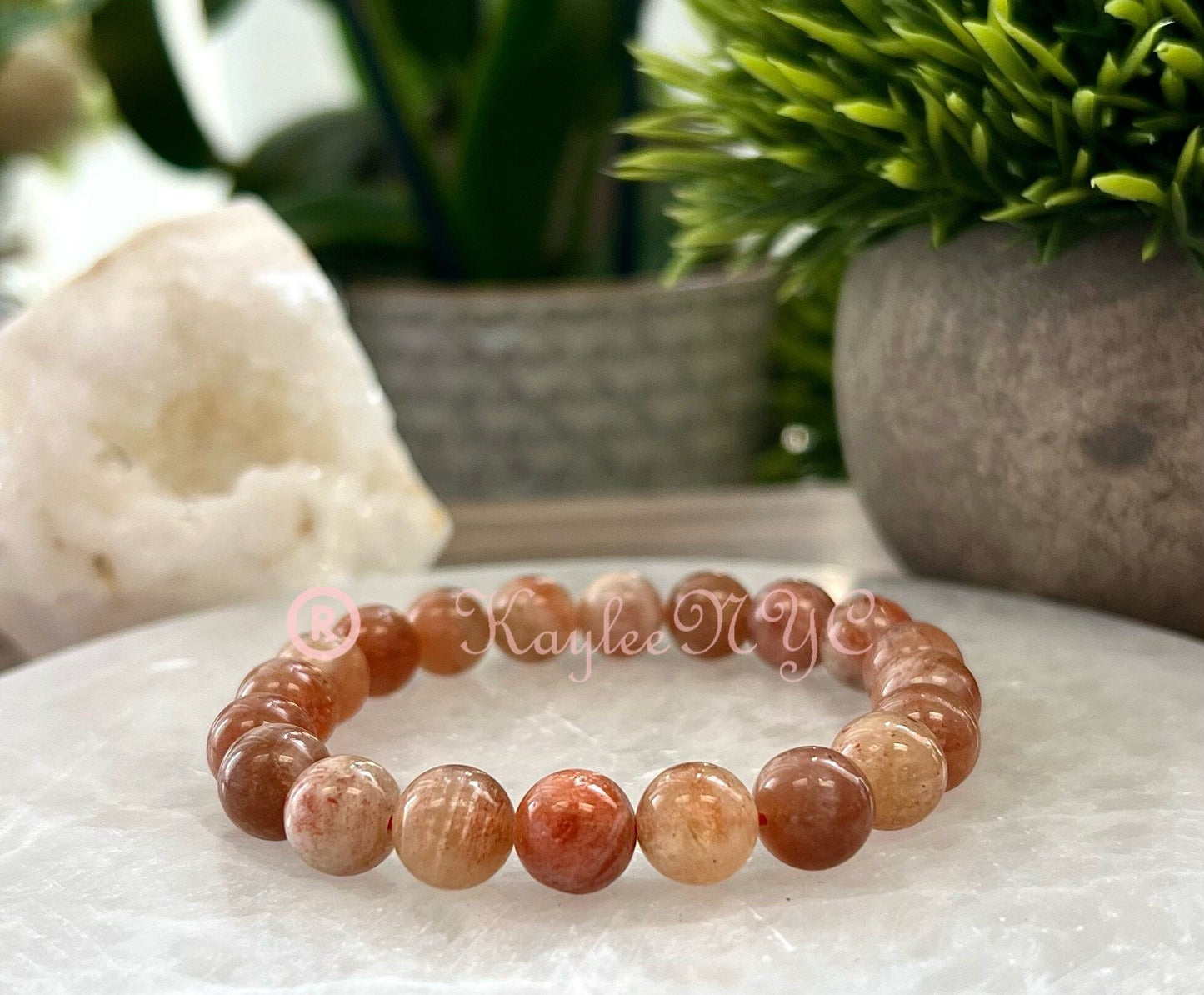 Wholesale Lot 6 Pcs Natural Sunstone 10mm 7.5" Crystal Healing Stretch Bracelet