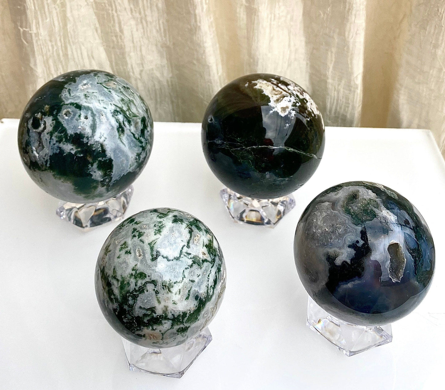 Wholesale Lot 3-4 Pcs 2.8 to 3 lbs Natural Moss Agate Spheres Crystal Ball