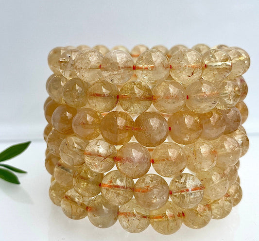 Wholesale Lot 6 Pcs Citrine 10mm 7.5” Crystal Healing Stretch Bracelet