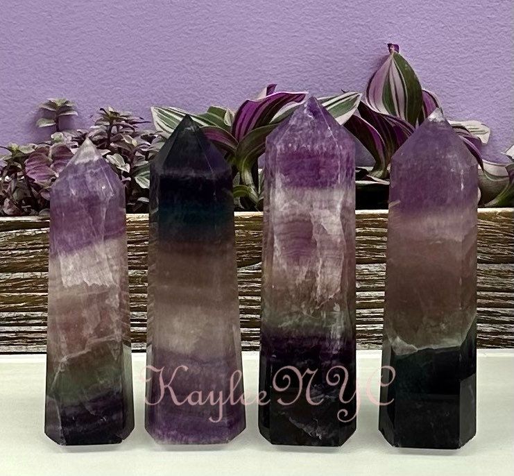 Wholesale Lot 4-5pcs Natural Fluorite obelisk Tower Point Crystal Healing Energy 3.8 to 4 lbs