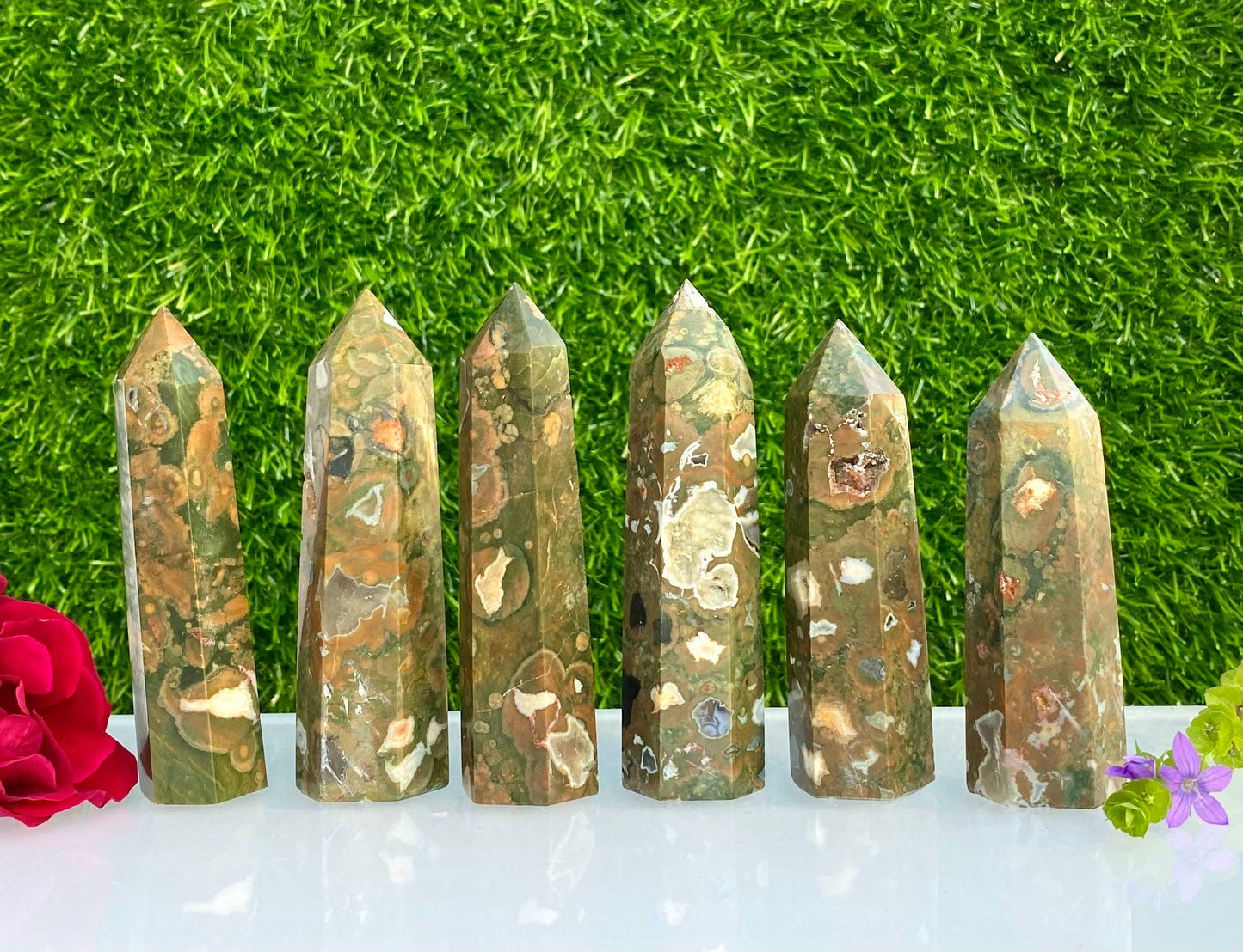 Wholesale Lot 1 lb Natural Rainforest Jasper Obelisk aka Rhyolite Tower Point Crystal Healing Energy