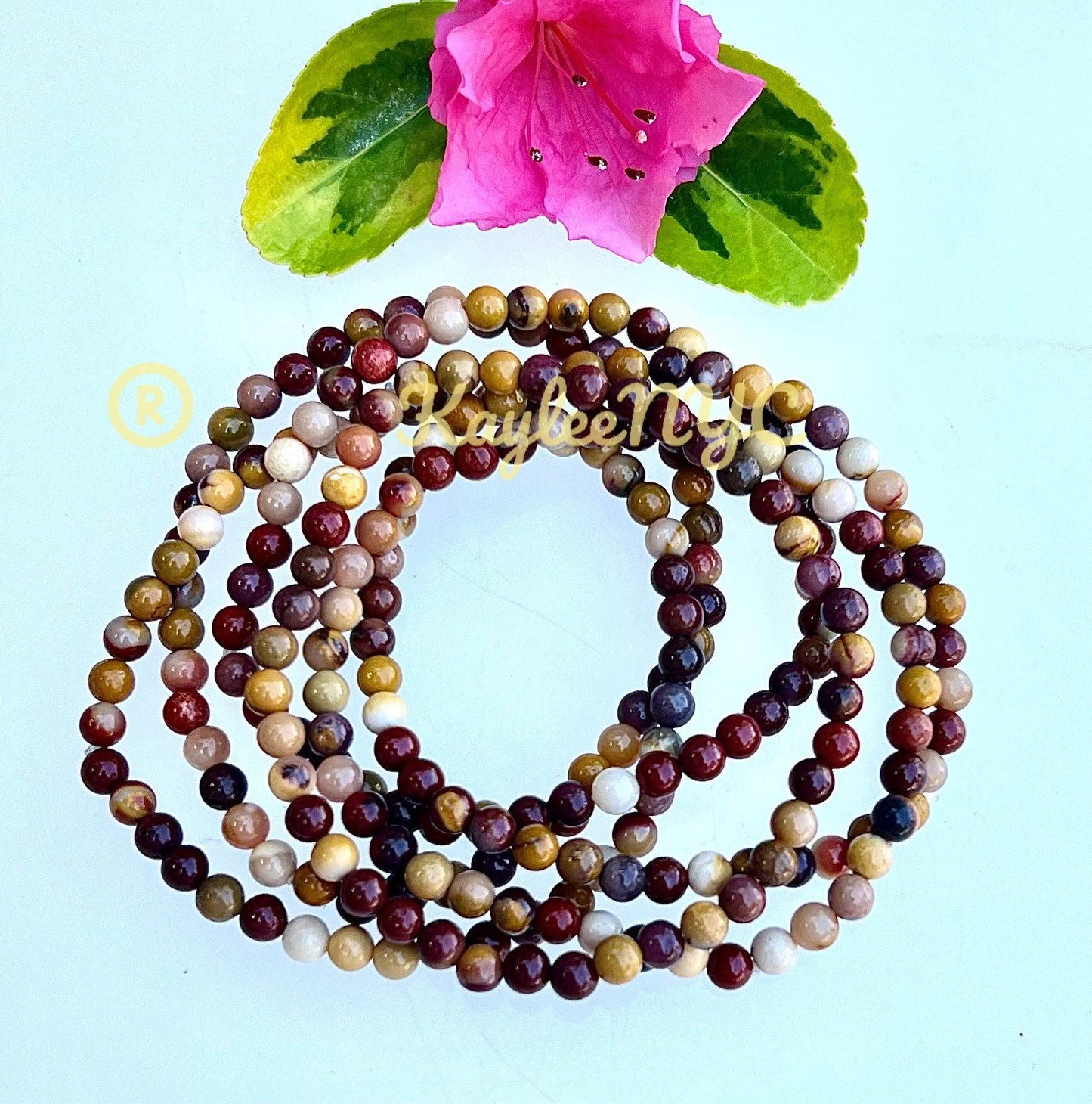 Wholesale Lot 6 Pcs Natural Mookaite 4mm 7.5” Crystal Healing Stretch Bracelet