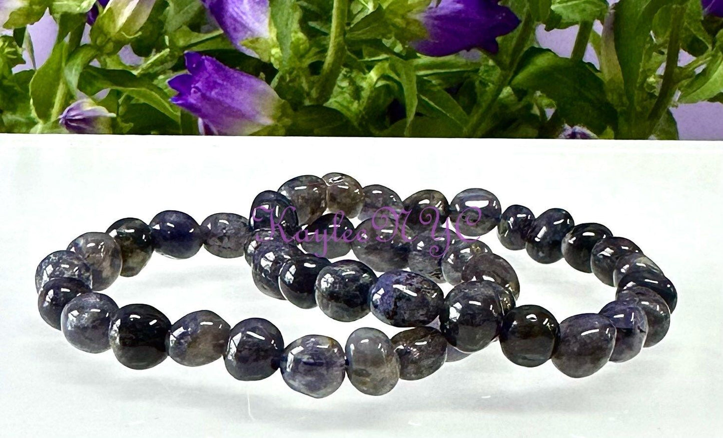 Wholesale 6 Pcs ~8mm 7.5” Natural Iolite tumble Stretch Bracelet Crystal Healing Energy