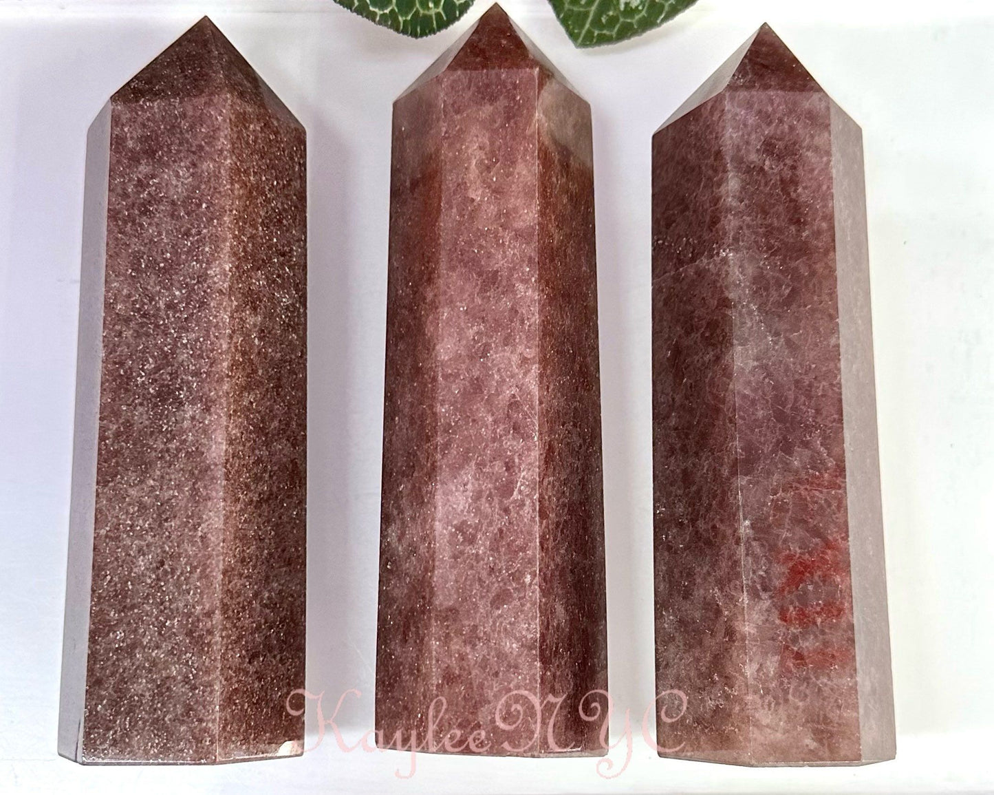 Wholesale Lot 3 pcs large Natural Strawberry Quartz Obelisk Tower Point Crystal Healing