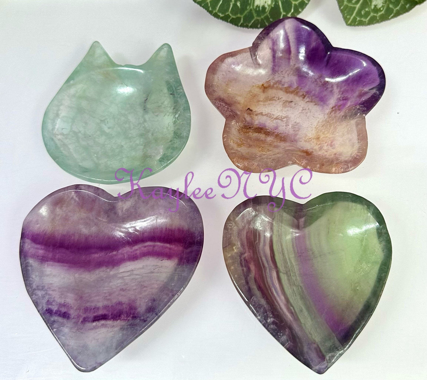 Wholesale Lot 4 pcs Natural Fluorite mixed Bowls Crystal Healing Energy .9-1lb