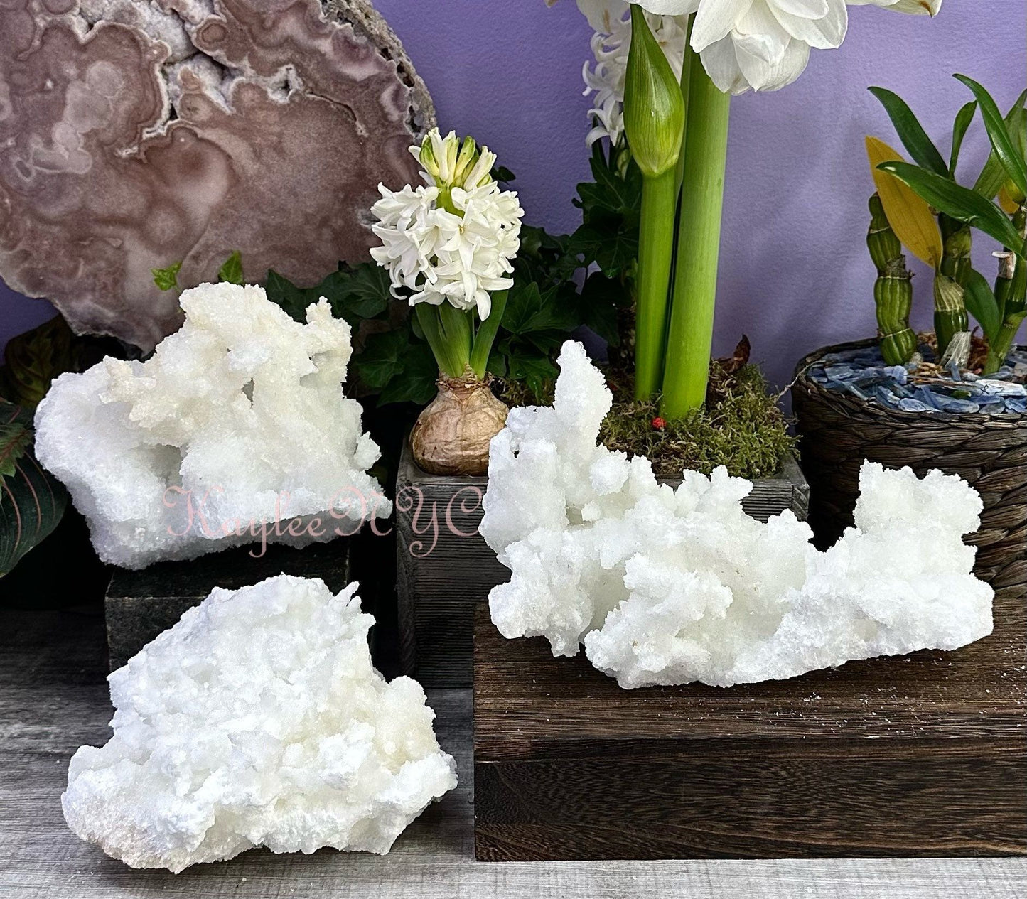 Wholesale Lot 3-4 PCs Natural White Aragonite Cluster Raw Crystal