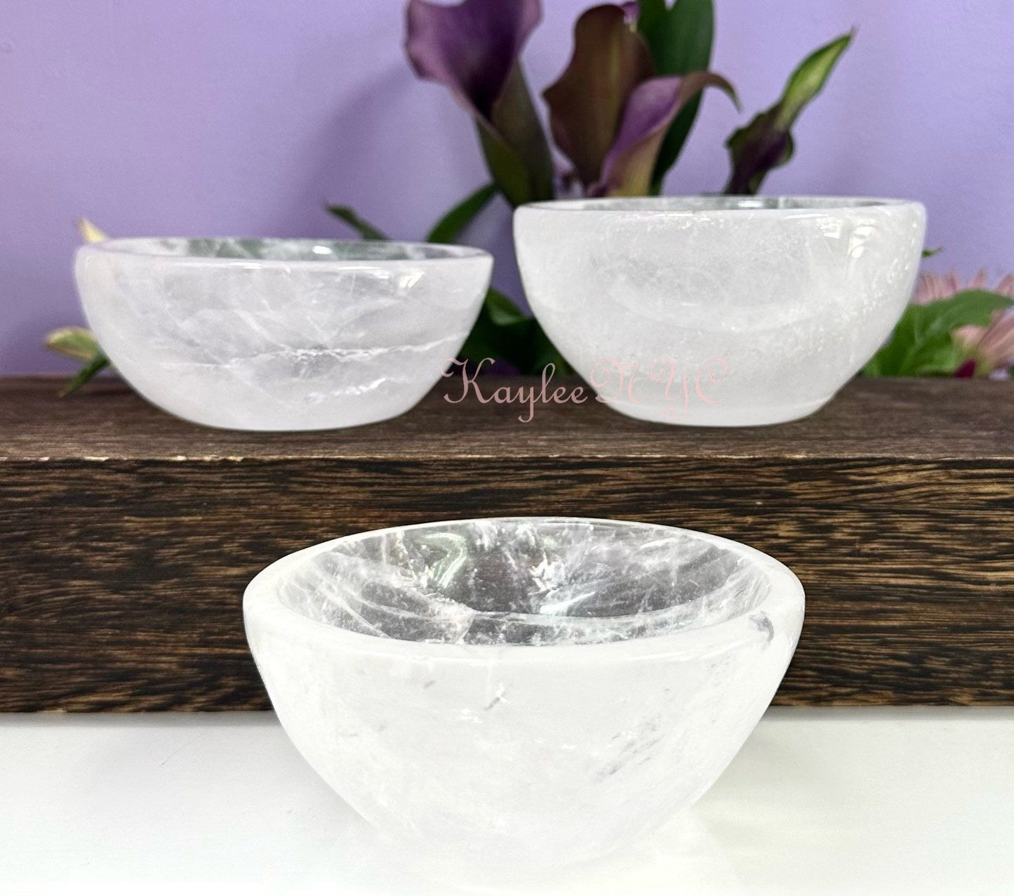 Wholesale Lot 3 pcs Natural Clear Quartz Bowls Crystal Healing Energy