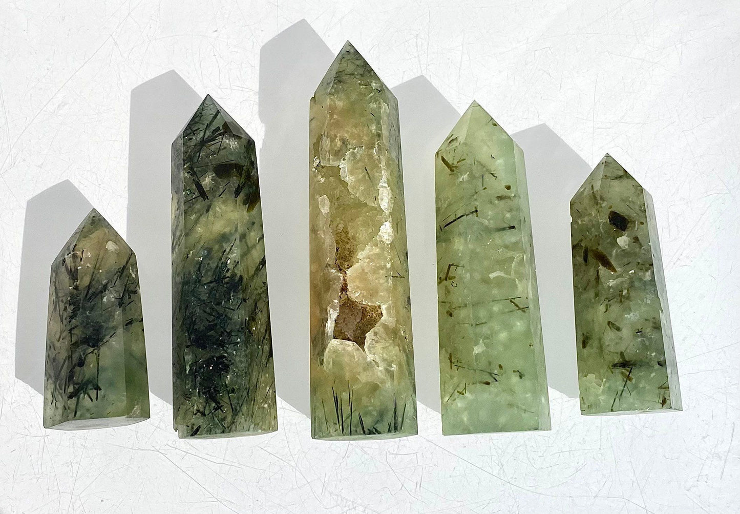 Wholesale Lot 1 lb Natural Prehnite Tower Obelisk Point Wand Crystal Energy Healing