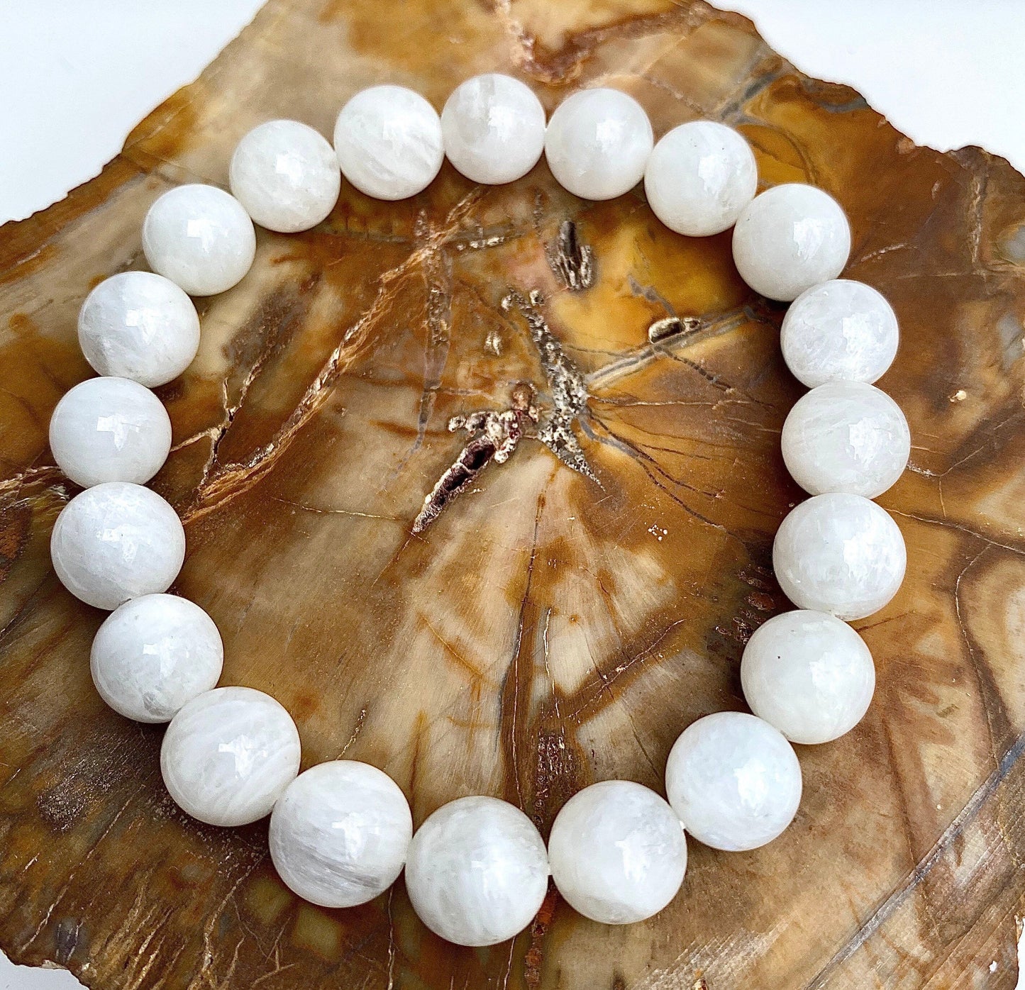 Wholesale Lot 6 Pcs Natural Moonstone 10mm 7.5" Natural Stretch Bracelet