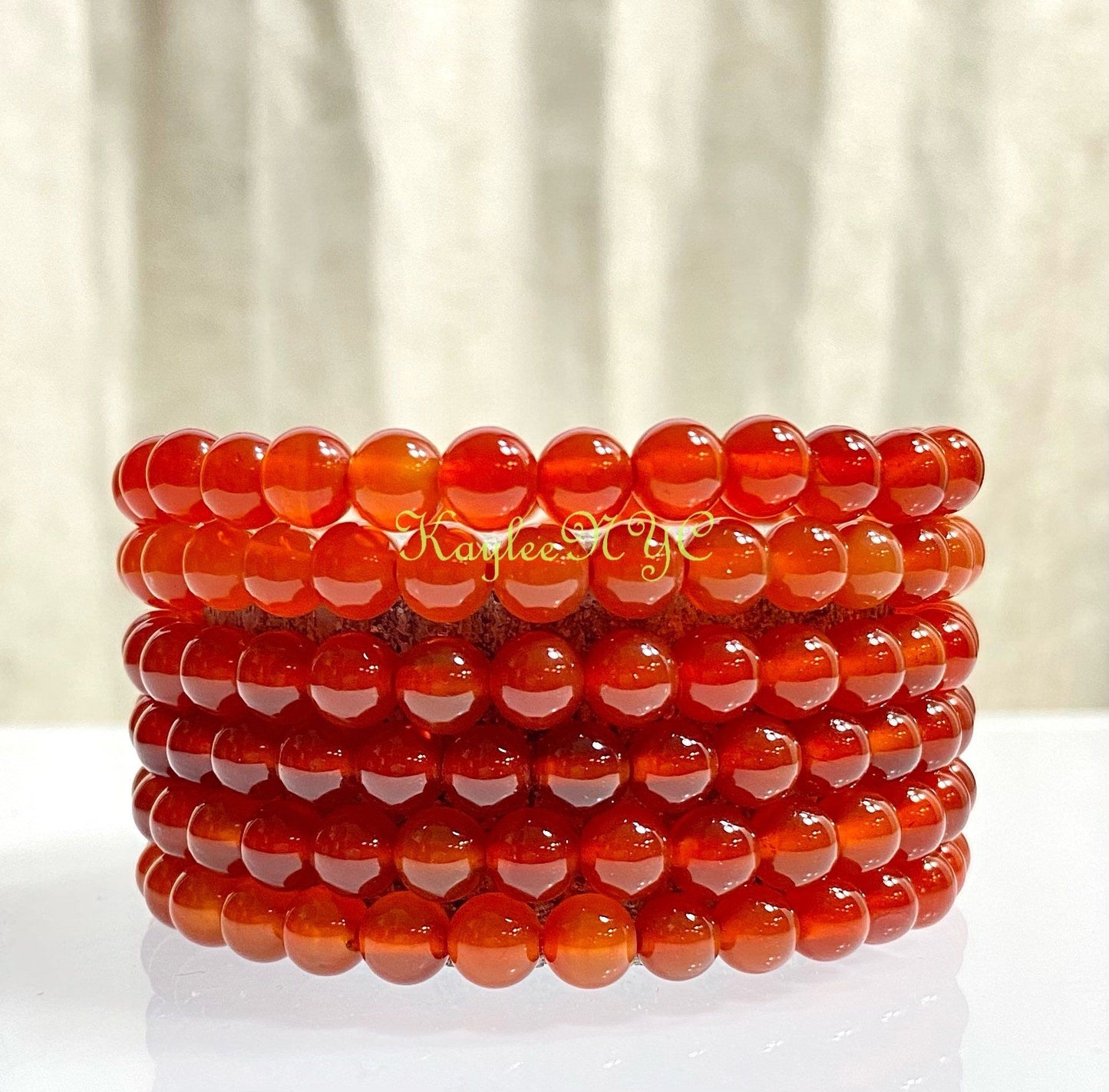 Wholesale Lot 6 Pcs Carnelian 6mm 7.5” Crystal Healing Stretch Bracelet