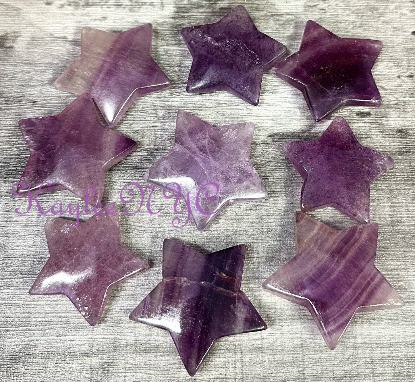 Wholesale Lot 9 PCs Natural Magenta Fluorite Crystal Stars Healing Energy