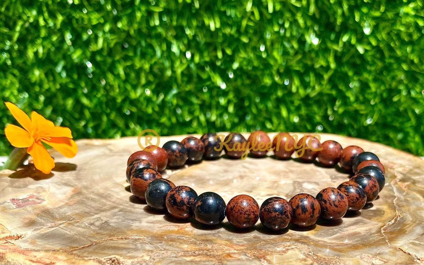 Wholesale 6 Pcs Natural Mahogany Obsidian 8mm 7.5” Crystal Healing Stretch Bracelet