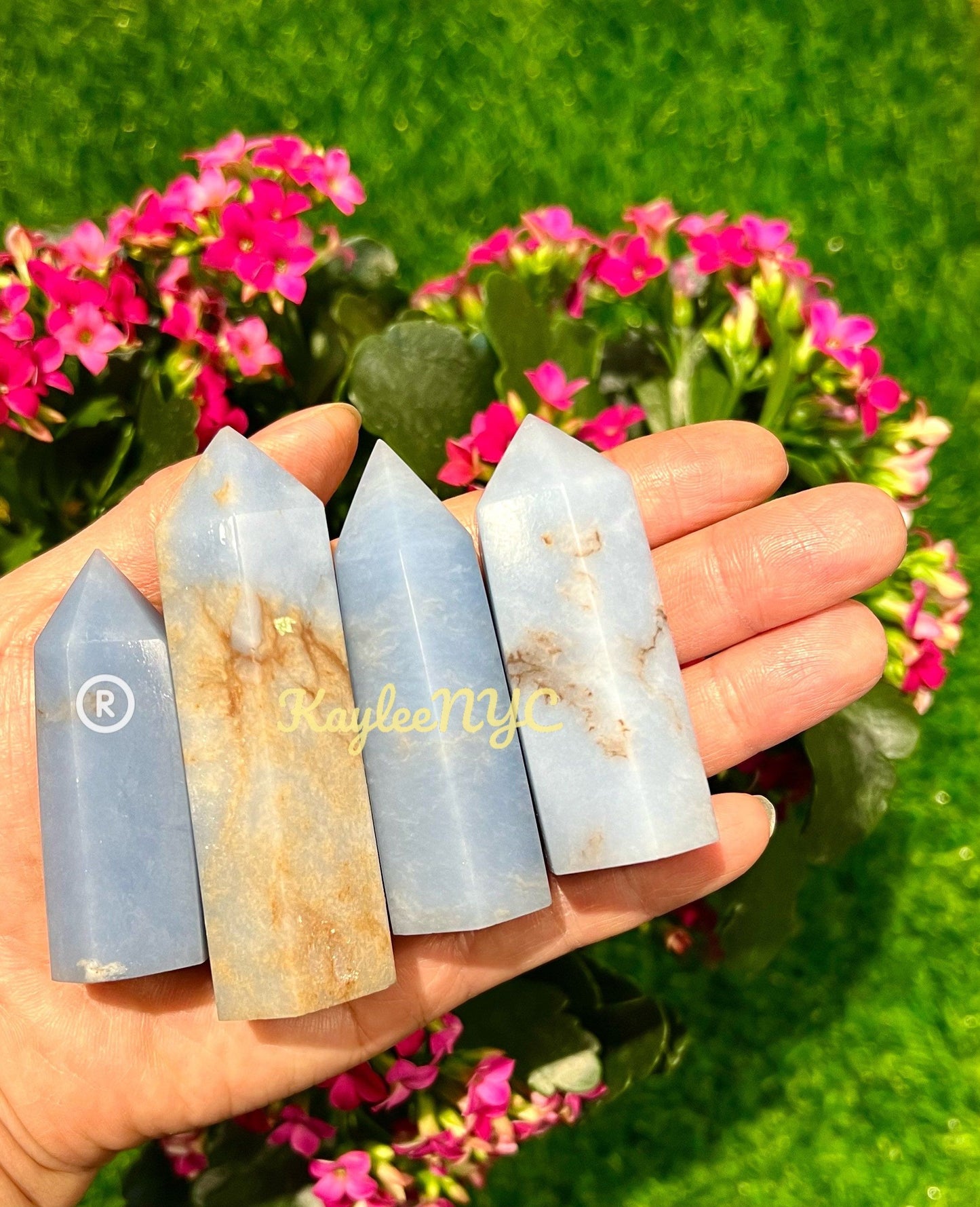 Wholesale Lot 1 Lb Natural Angelite Obelisk Point Crystal Natural Energy