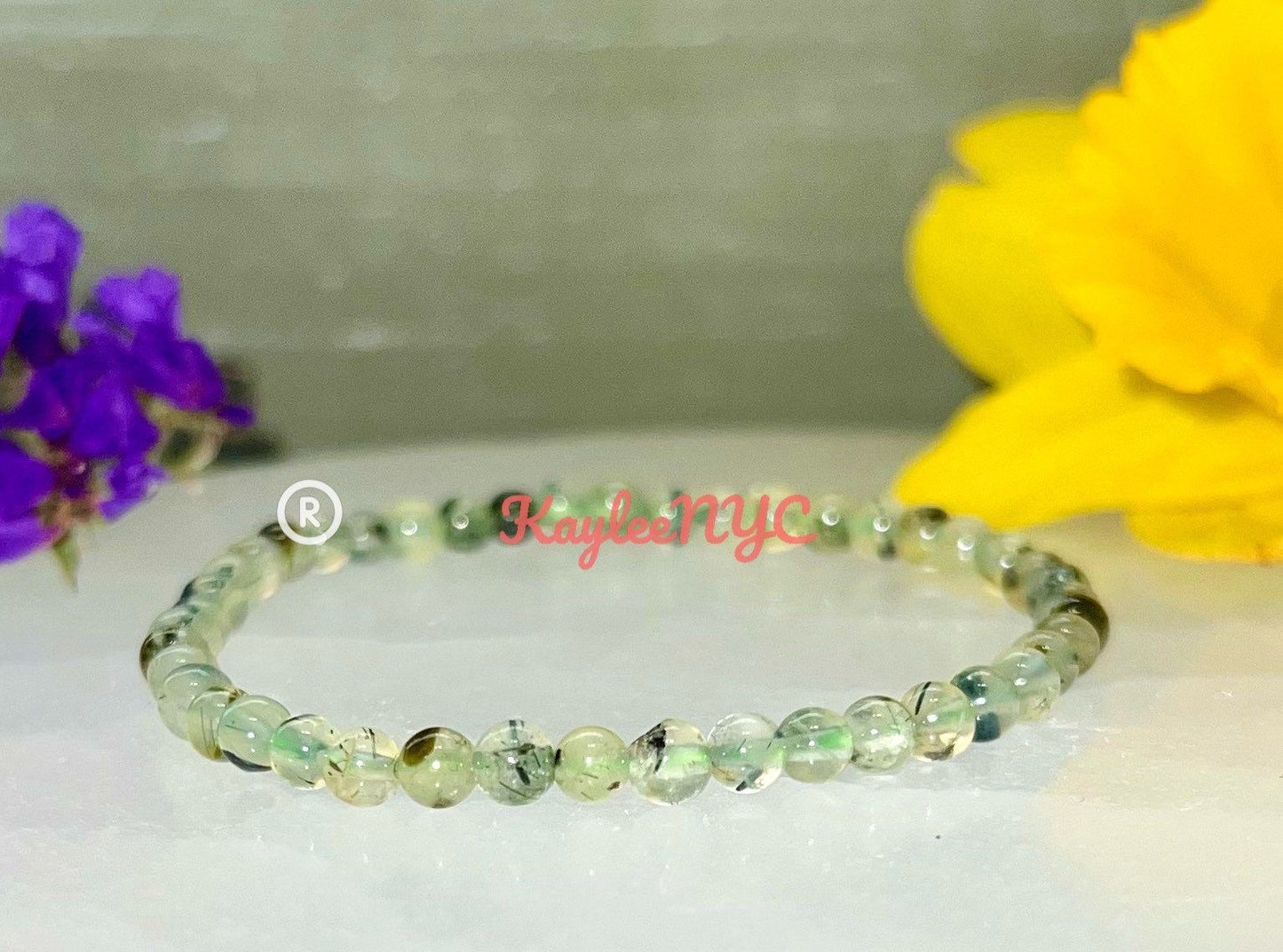 Wholesale Lot 6 Pcs Natural Prehnite 4mm 7.5” Crystal Healing Stretch Bracelet